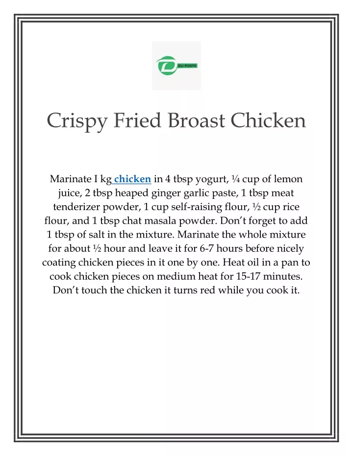 crispy fried broast chicken