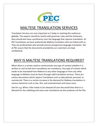 Maltese Translation Services