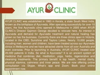 Ayur Clinic - Ayurveda in Sydney