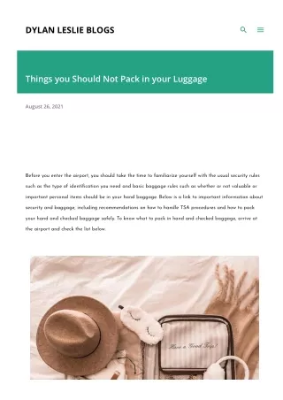 Things you Should Not Pack in your Luggage