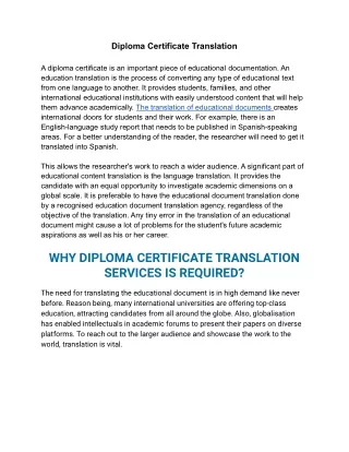 Diploma Certificate Translation