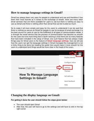 how to manage language settings in gmail