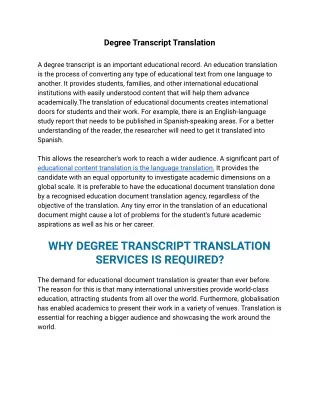 Degree Transcript Translation