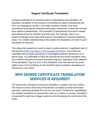 Degree Certificate Translation