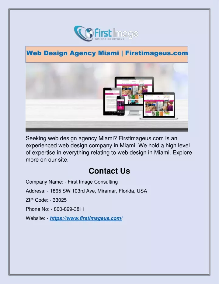 web design agency miami firstimageus com