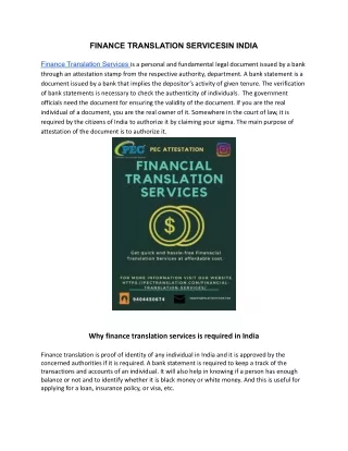 FINANCE TRANSLATION SERVICESIN INDIA