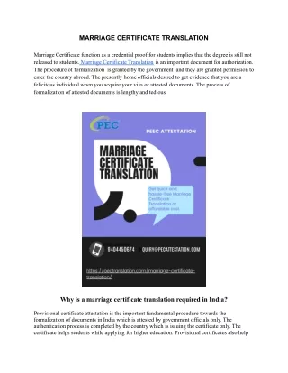MARRIAGE CERTIFICATE TRANSLATION
