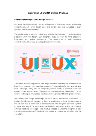 Enterprise UI and UX Design Process