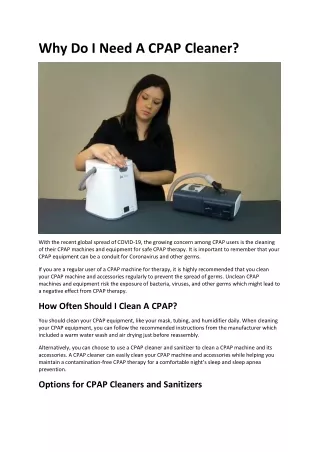 why do i need a cpap cleaner