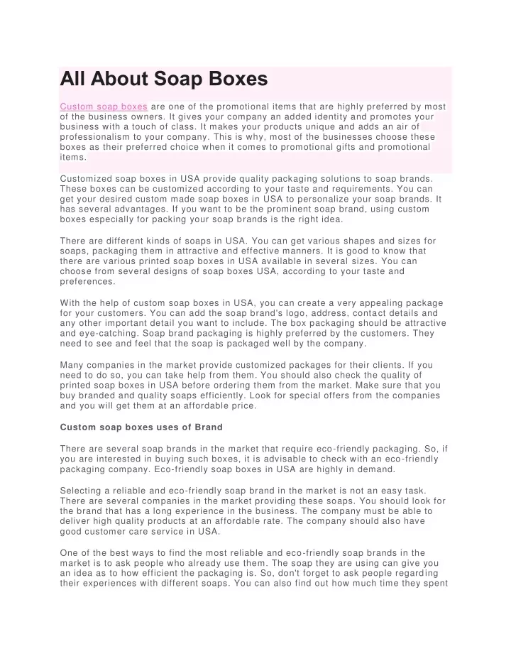 all about soap boxes