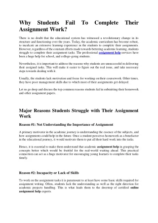 why students fail to complete their assignment