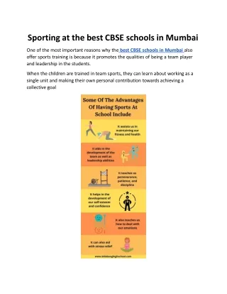 Sporting at the best CBSE schools in Mumbai
