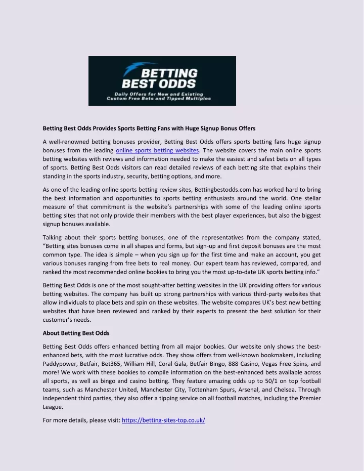 betting best odds provides sports betting fans