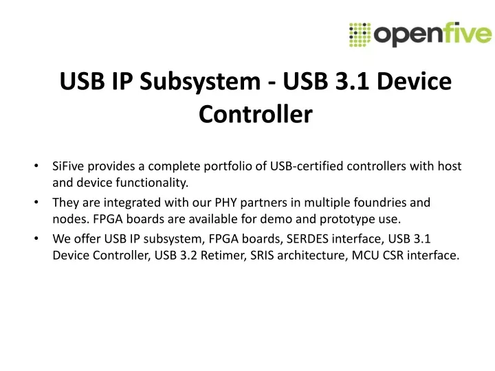 usb ip subsystem usb 3 1 device controller