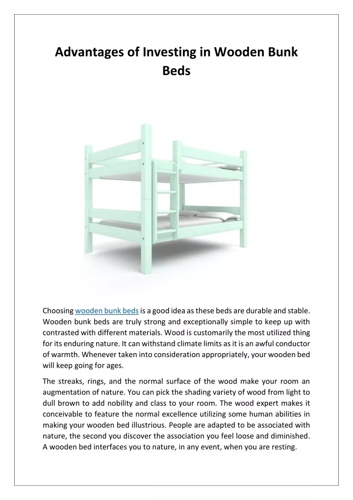 advantages of investing in wooden bunk beds