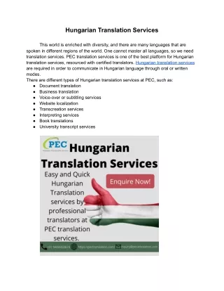 Hungarian Translation Services