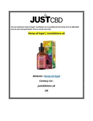 Hemp oil legal  Justcbdstore.uk