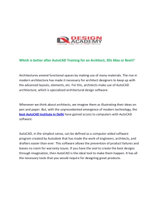 which is better after autocad training