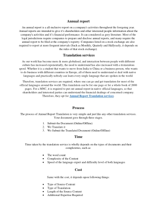 Annual Report Translation Services