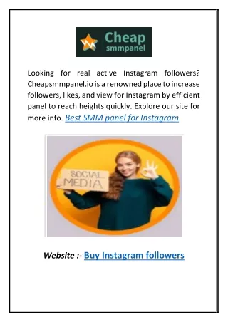 Buy Real Active Instagram Followers | Cheapsmmpanel.io