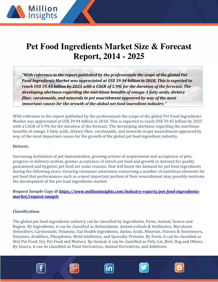 pet food ingredients market size forecast report