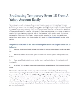 Eradicating Temporary Error 15 From A Yahoo Account Easily