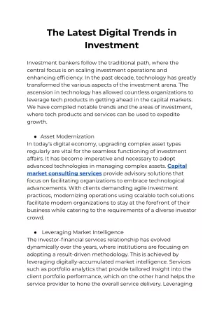 The Latest Digital Trends in Investment