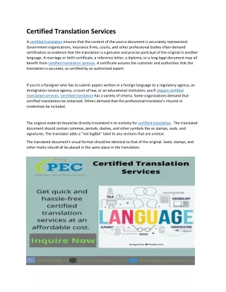 Certified Translation Services