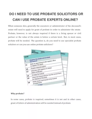 DO I NEED TO USE PROBATE SOLICITORS OR CAN I USE PROBATE EXPERTS ONLINE ?