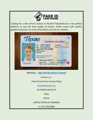 Fake Florida Drivers License | Fakeidndl.com