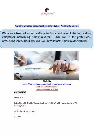 Auditors in Dubai / Accounting Services in Dubai / Auditing Companies