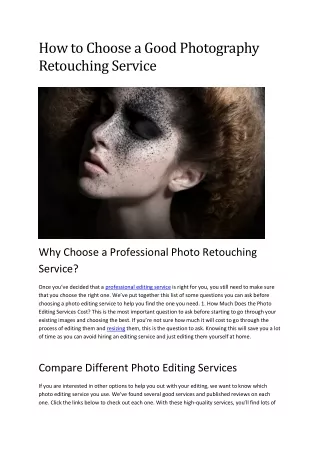 how to choose a good photography retouching