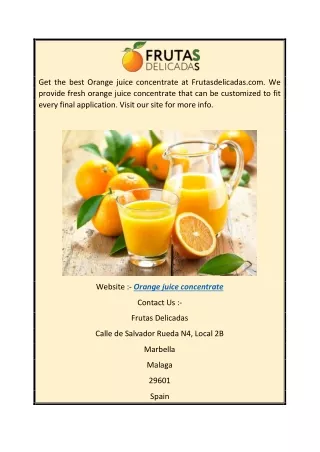 Orange Juice Concentrate  Frutasdelicadas.com