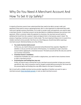 why do you need a merchant account
