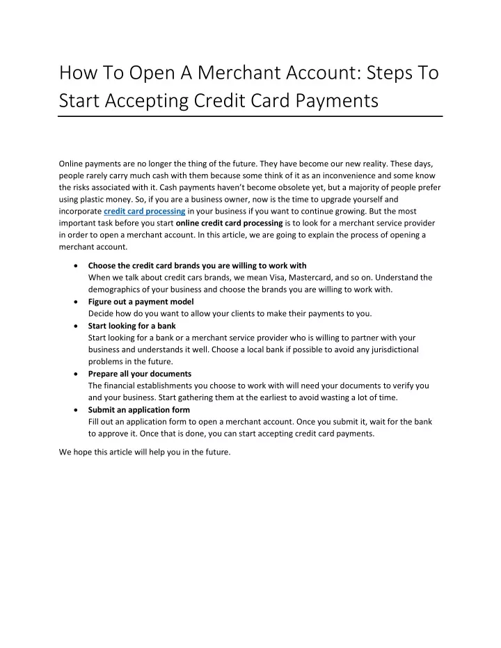 how to open a merchant account steps to start