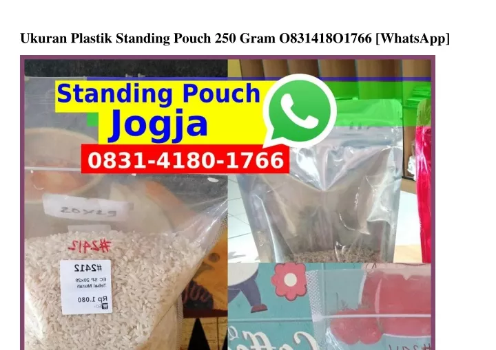 ukuran plastik standing pouch 250 gram