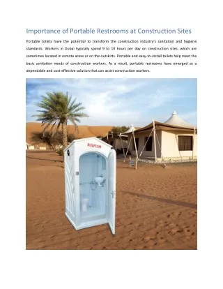 Importance of Portable Restrooms at Construction Sites