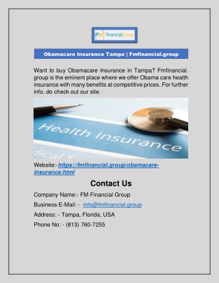 Obamacare Insurance Tampa | Fmfinancial.group