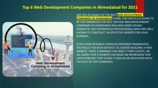 Top 6 Web Development Companies in Ahmedabad for