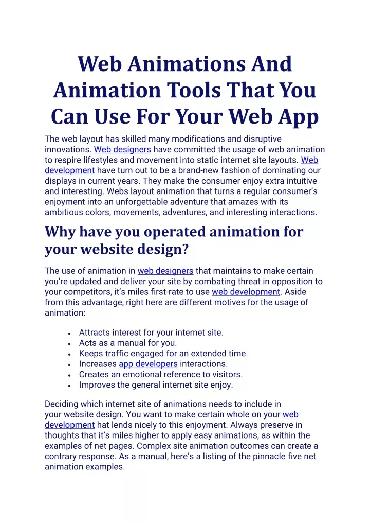 web animations and animation tools that