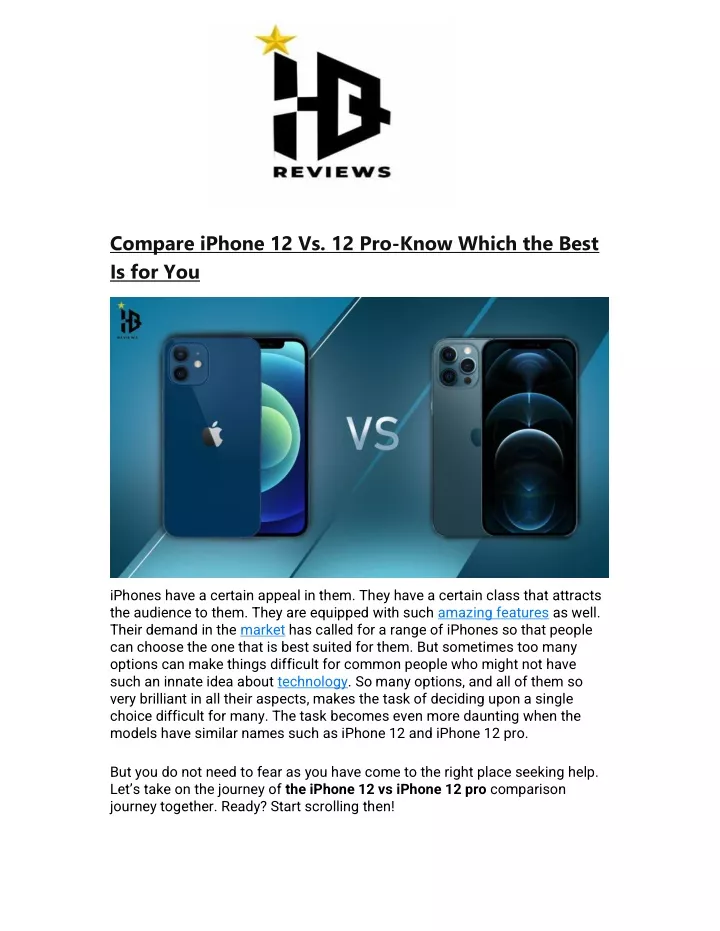 compare iphone 12 vs 12 pro know which the best