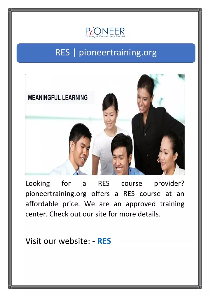 res pioneertraining org