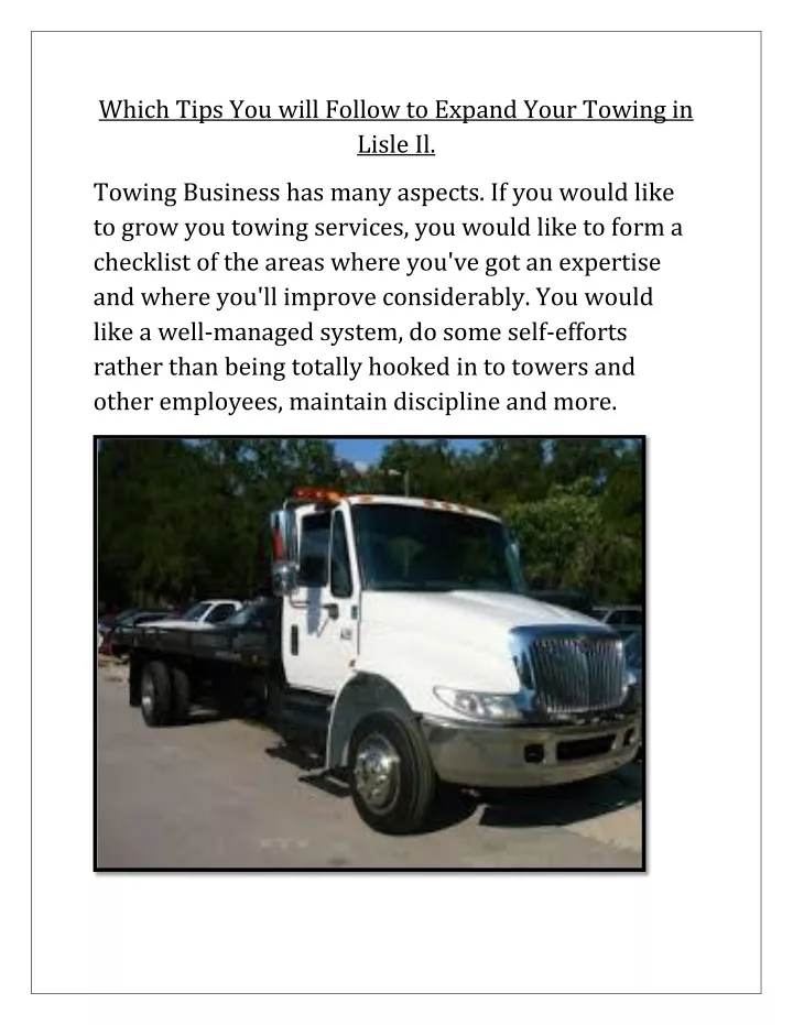which tips you will follow to expand your towing