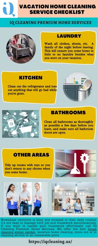 Vacation Home Cleaning Service Checklist