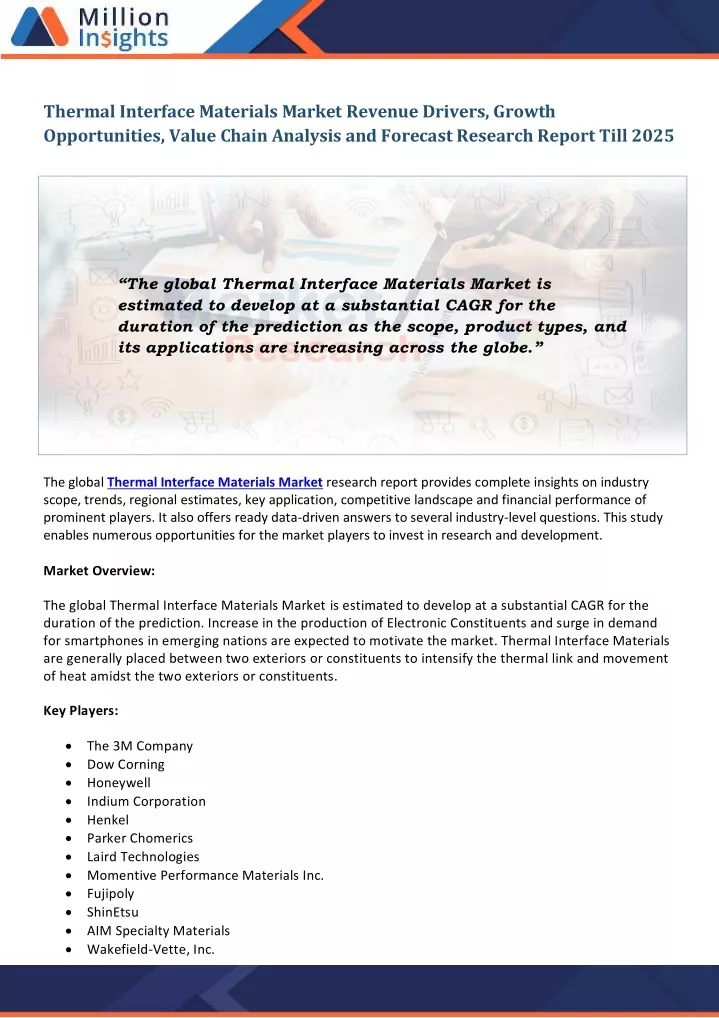 thermal interface materials market revenue