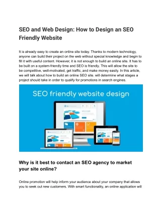 SEO and Web Design How to Design an SEO Friendly Website