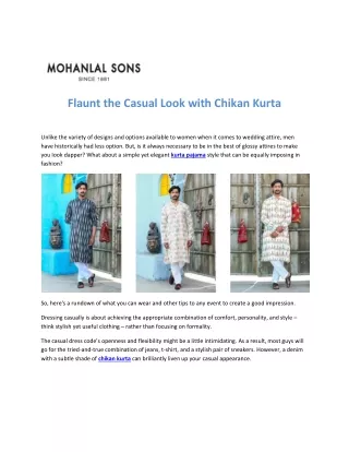 Flaunt the Casual Look with Chikan Kurta