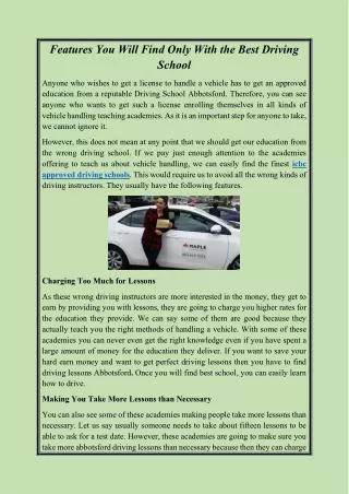 features you will find only with the best driving
