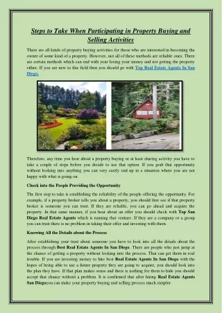 steps to take when participating in property