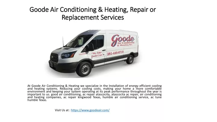 goode air conditioning heating repair or replacement services